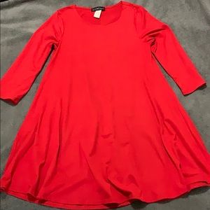 Like New 3/4 Sleeve Red A-Line Shift Dress